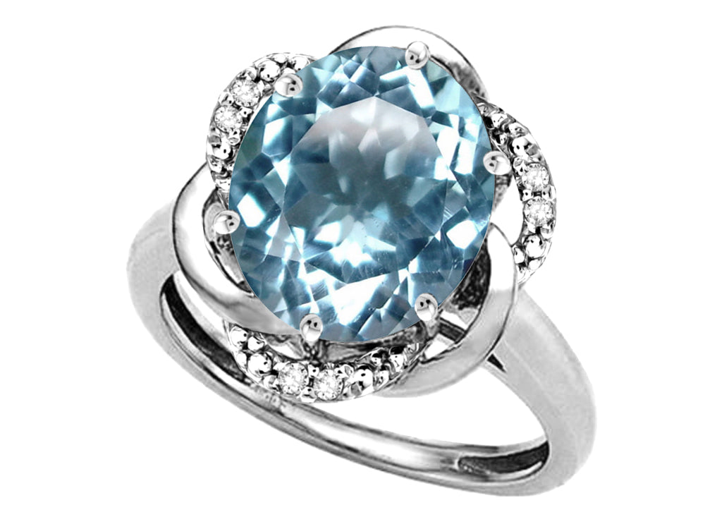 Star K  Large Oval 12x10mm Genuine Sky Blue Topaz Love Knot Big Stone Ring