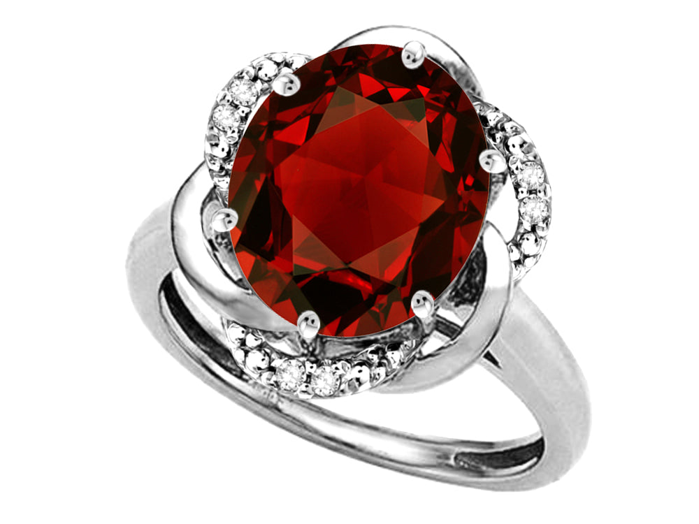 Star K  Large Oval 12x10mm Genuine Garnet Knot Big Stone Ring