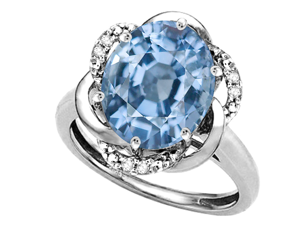 Star K  Large Oval 12x10mm Simulated Aquamarine Knot Big Stone Ring