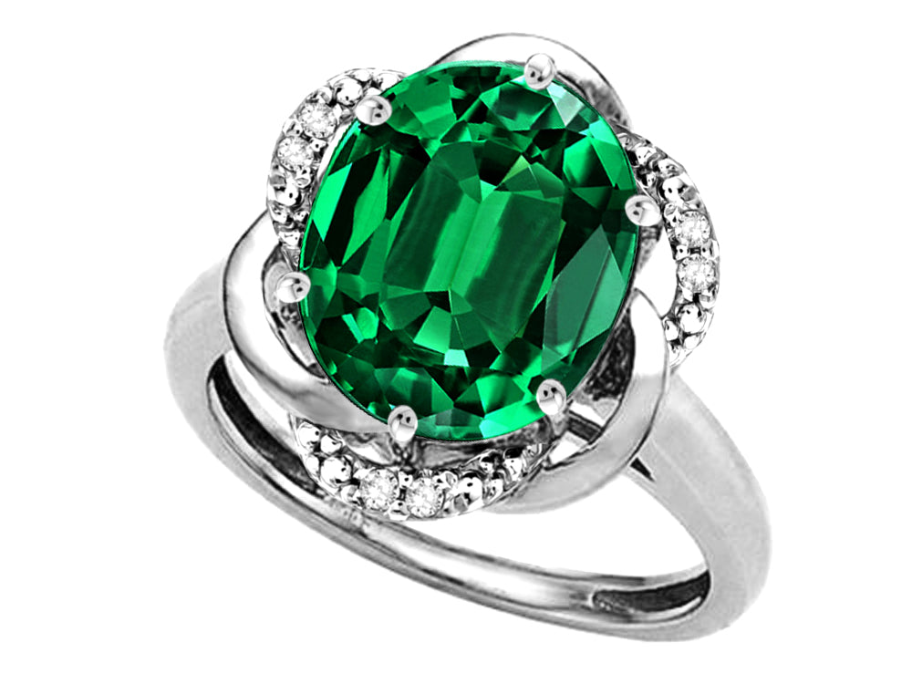 Star K  Large Oval 12x10mm Simulated Emerald Knot Big Stone Ring
