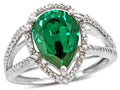 Star K  Pear Shape 11x8mm Simulated Emerald Halo Split Shank Big Stone Ring