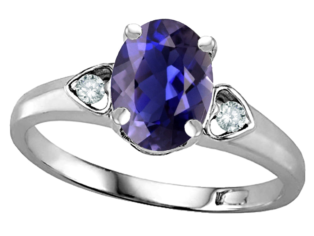 Star K  Oval 8x6 Genuine Iolite Love Promise Ring