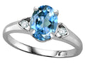 Star K  Oval 8x6 Genuine Blue Topaz Love Promise Ring