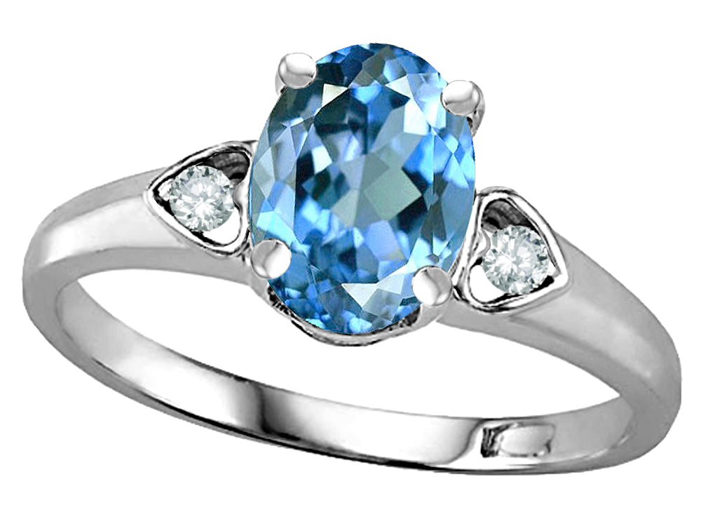 Star K  Oval 8x6 Genuine Blue Topaz Love Promise Ring