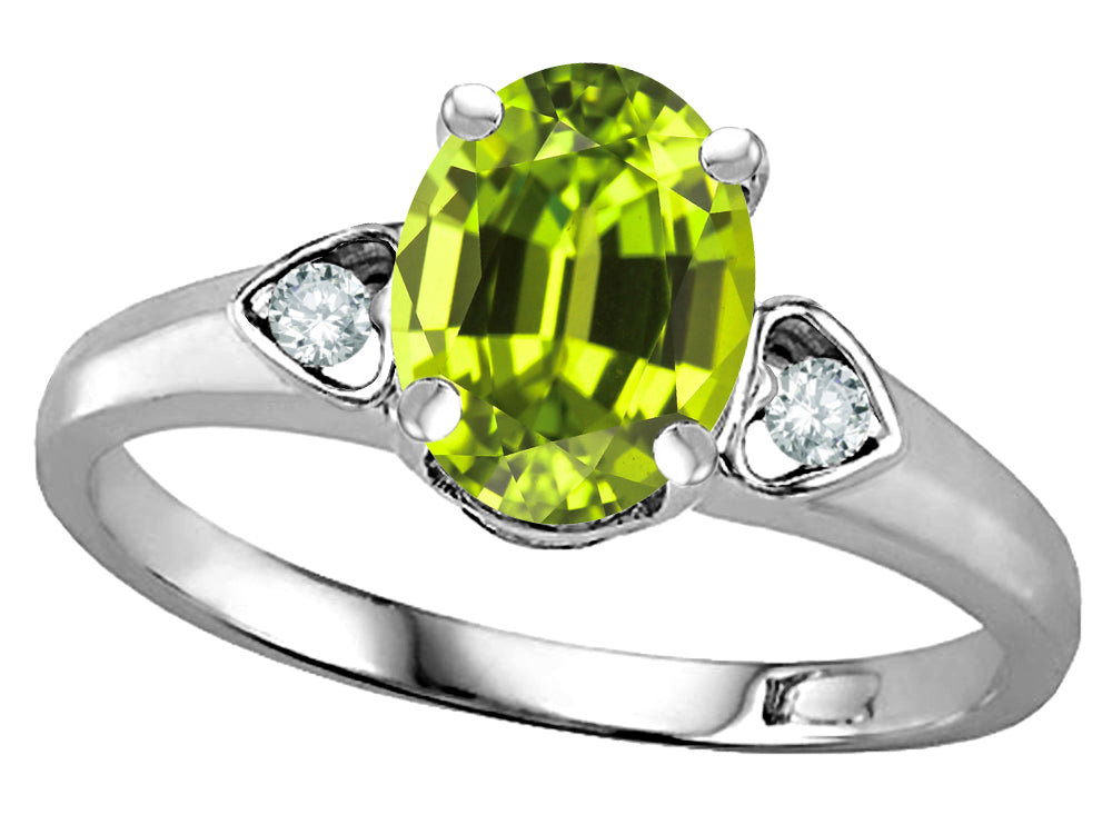 Star K  Oval 8x6 Genuine Peridot Love Promise Ring