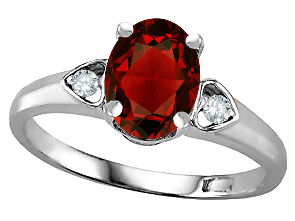 Star K  Oval 8x6 Genuine Garnet Love Promise Ring