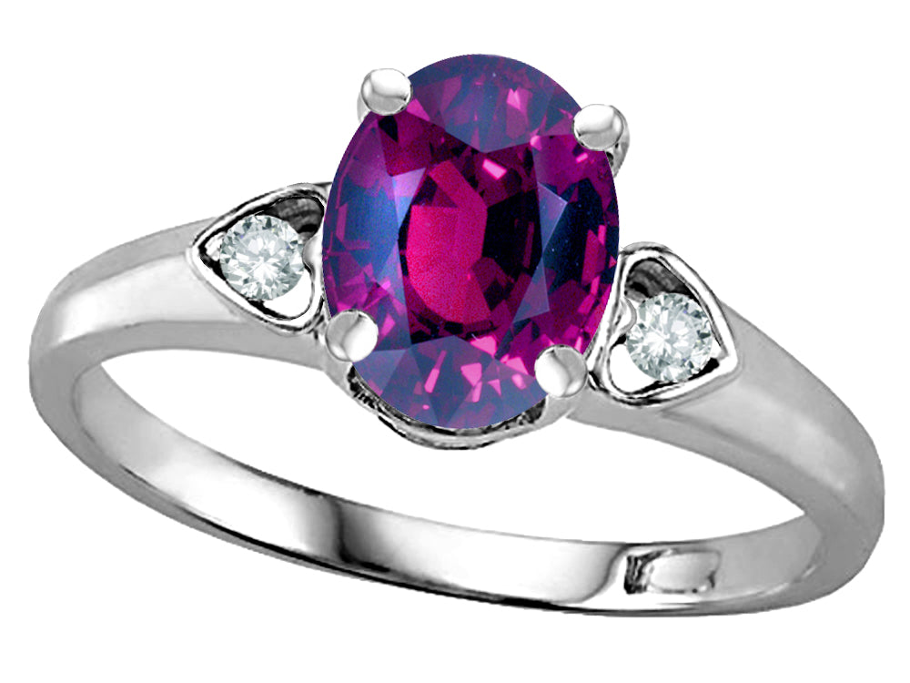Star K  Oval 8x6 Genuine Rhodolite Love Promise Ring