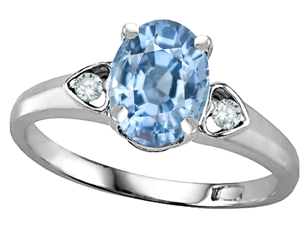 Star K  Oval 8x6 Simulated Aquamarine Love Promise Ring