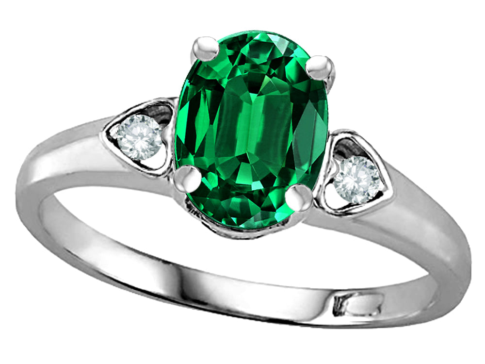 Star K  Oval 8x6 Simulated Emerald Love Promise Ring