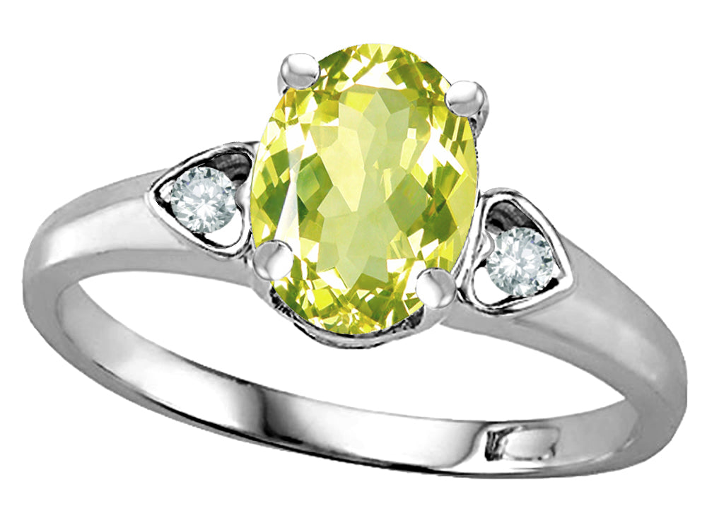 Star K  Oval 8x6 Genuine Lemon Quartz Love Promise Ring