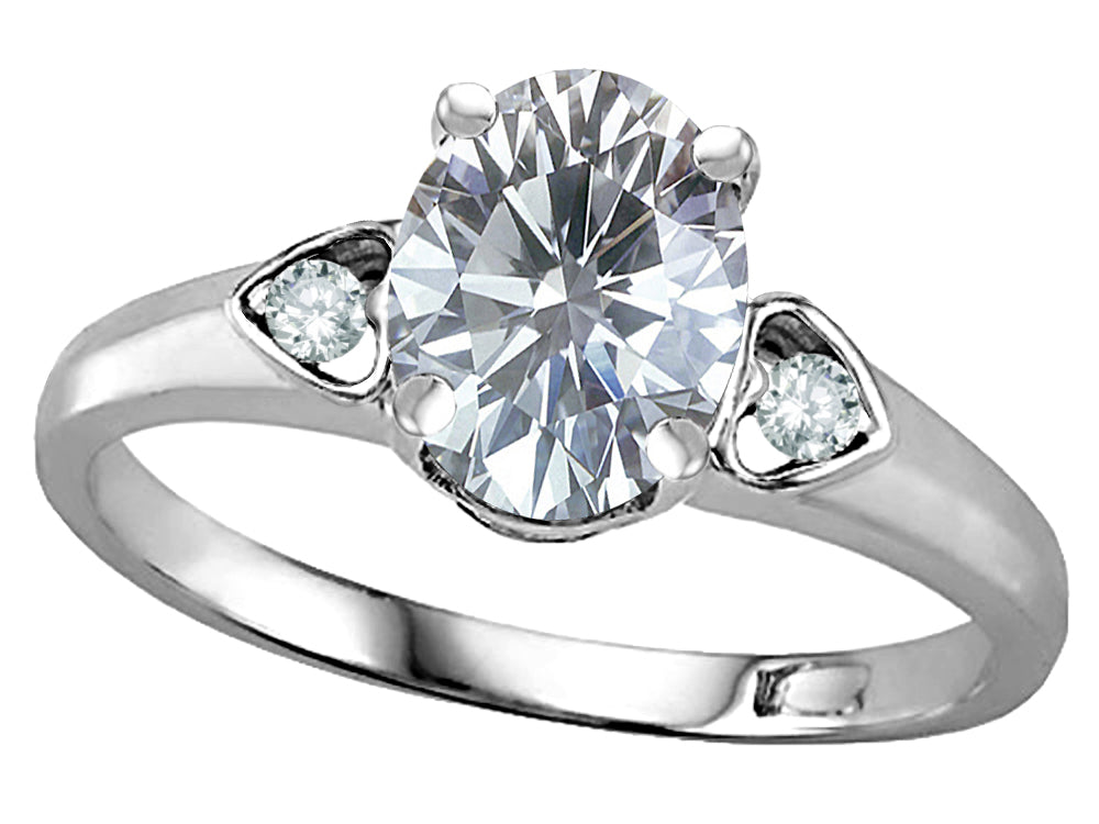 Star K  Oval 8x6 Genuine White Topaz Love Promise Ring