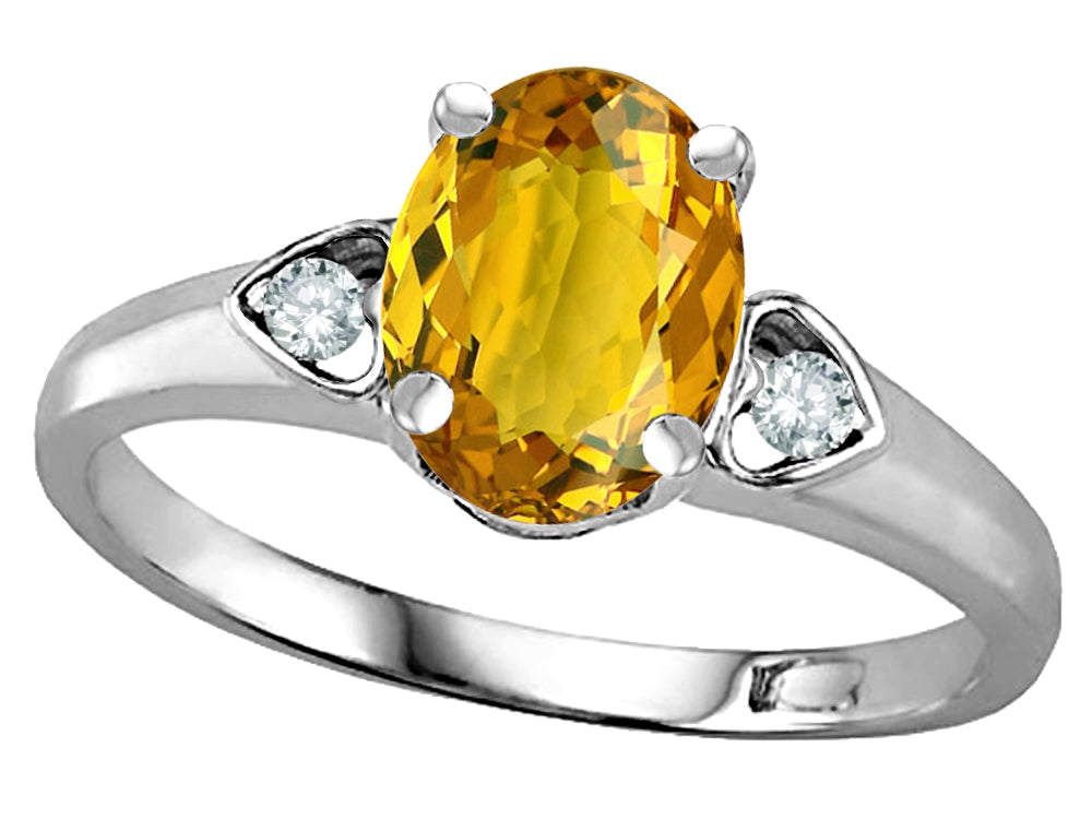 Star K  Oval 8x6 Genuine Citrine Love Promise Ring