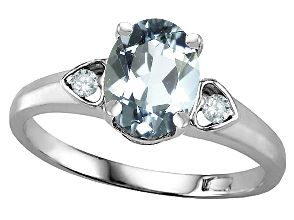Star K  Oval 8x6 Genuine Aquamarine Love Promise Ring