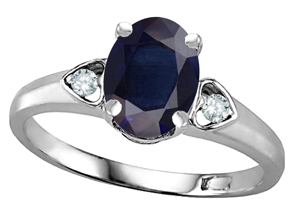 Star K  Oval 8x6 Genuine Black Sapphire Love Promise Ring