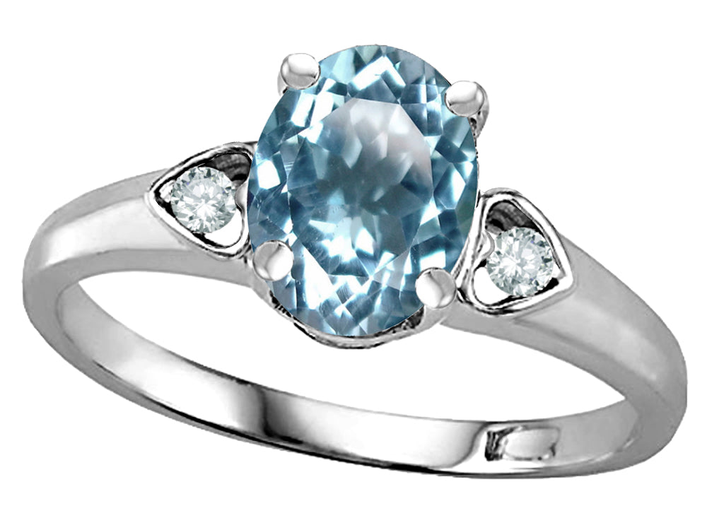 Star K  Oval 8x6 Genuine Sky Blue Topaz Love Promise Ring