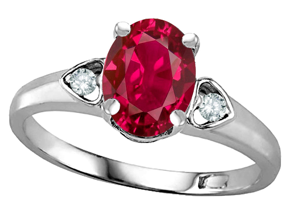 Star K  Oval 8x6 Created Ruby Love Promise Ring