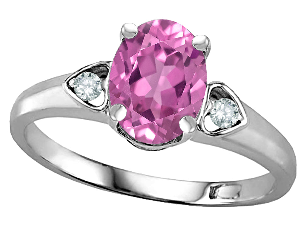 Star K  Oval 8x6 Created Pink Sapphire Love Promise Ring