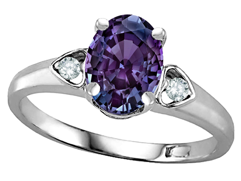 Star K  Oval 8x6 Simulated Alexandrite Love Promise Ring