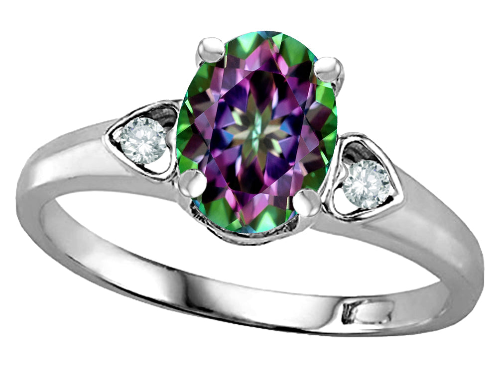 Star K  Oval 8x6 Rainbow Mystic Topaz Love Promise Ring