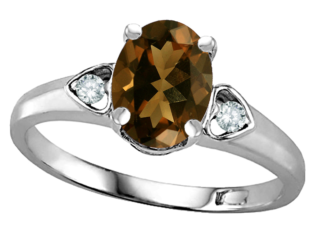 Star K  Oval 8x6 Genuine Smoky Quartz Love Promise Ring