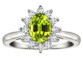 Star K  Classic Lady Diana Halo Oval 7x5 Genuine Peridot Ring