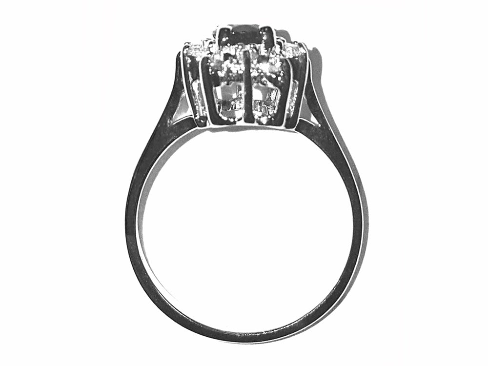 Star K  Classic Oval 7x5 Lady Diana Halo Genuine Iolite Ring