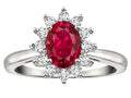 Star K  Classic Oval 7x5 Lady Diana Halo Created Ruby Ring