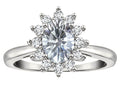 Star K  Classic Oval 7x5 Lady Diana Halo Genuine White Topaz Ring
