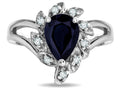 Star K  Pear Shape 8x6 Black Sapphire Halo Split Shank Ring