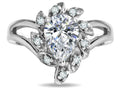 Star K  Pear Shape 8x6 Genuine White Topaz Halo Split Shank Ring