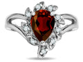 Star K  Genuine Garnet Pear Shape 8x6 Halo Split Shank Ring