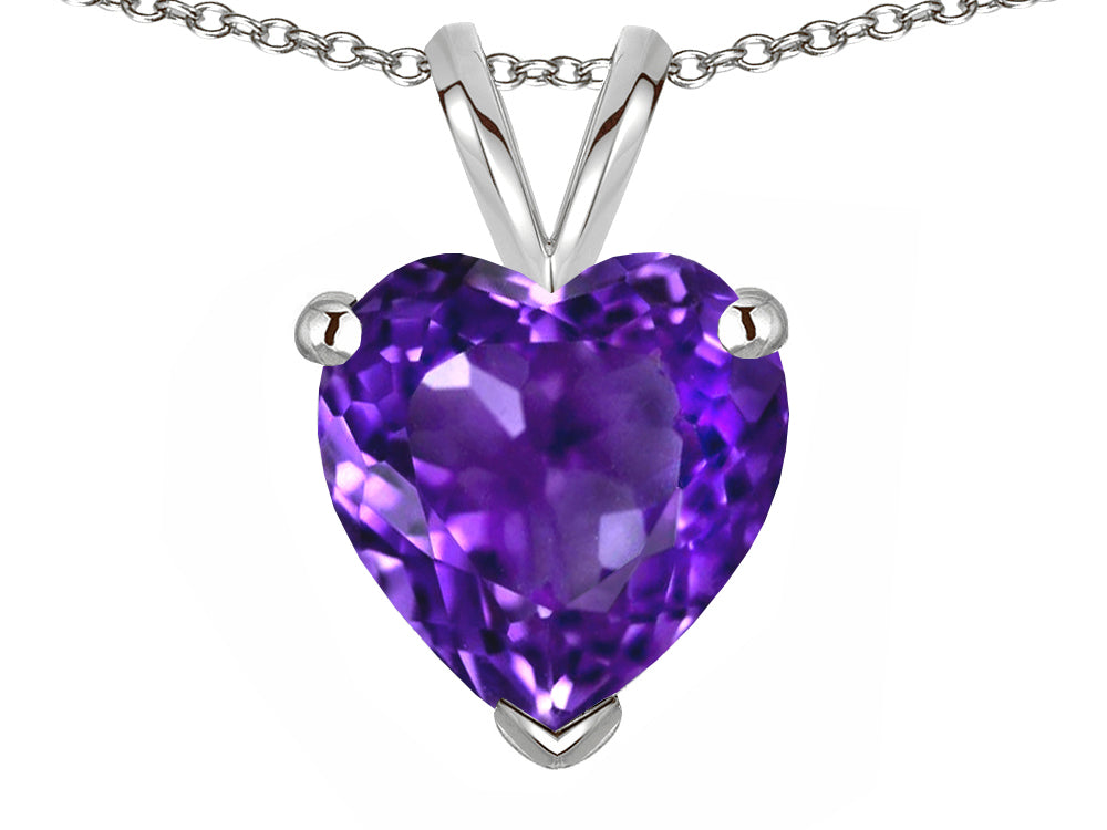 Star K  8mm Heart Genuine Amethyst Pendant Necklace