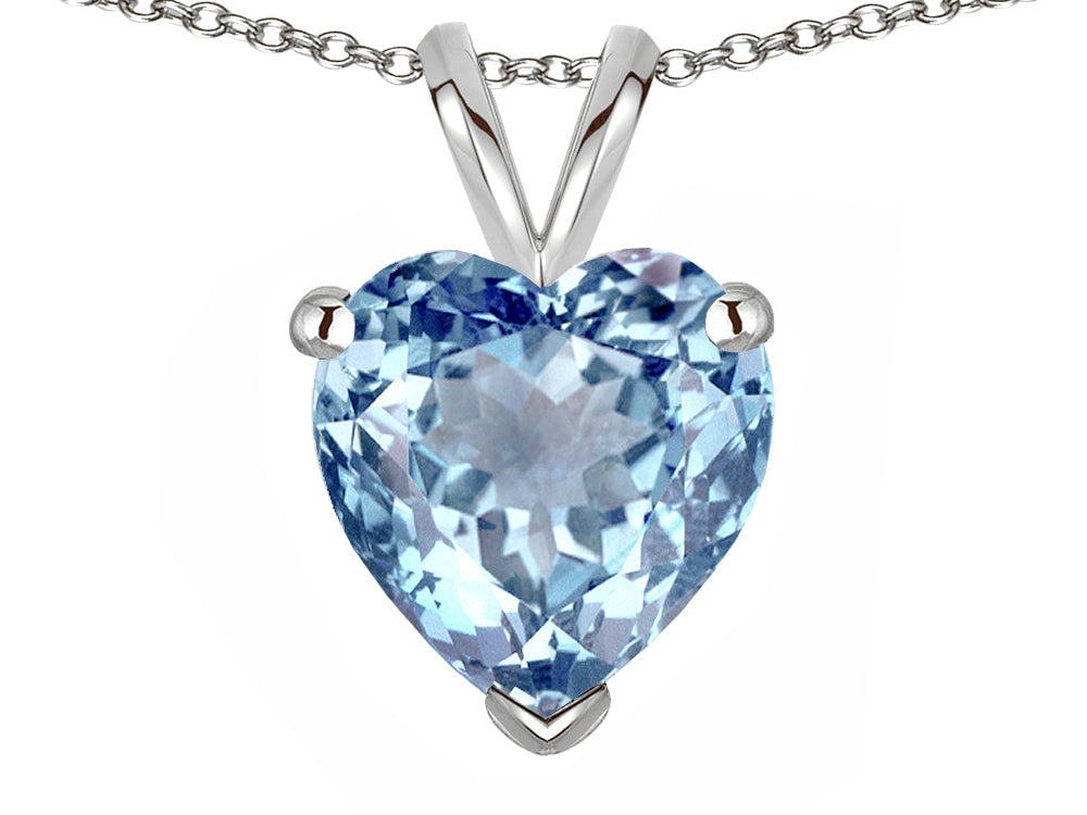 Star K  8mm Heart Genuine Sky Blue Topaz Pendant Necklace