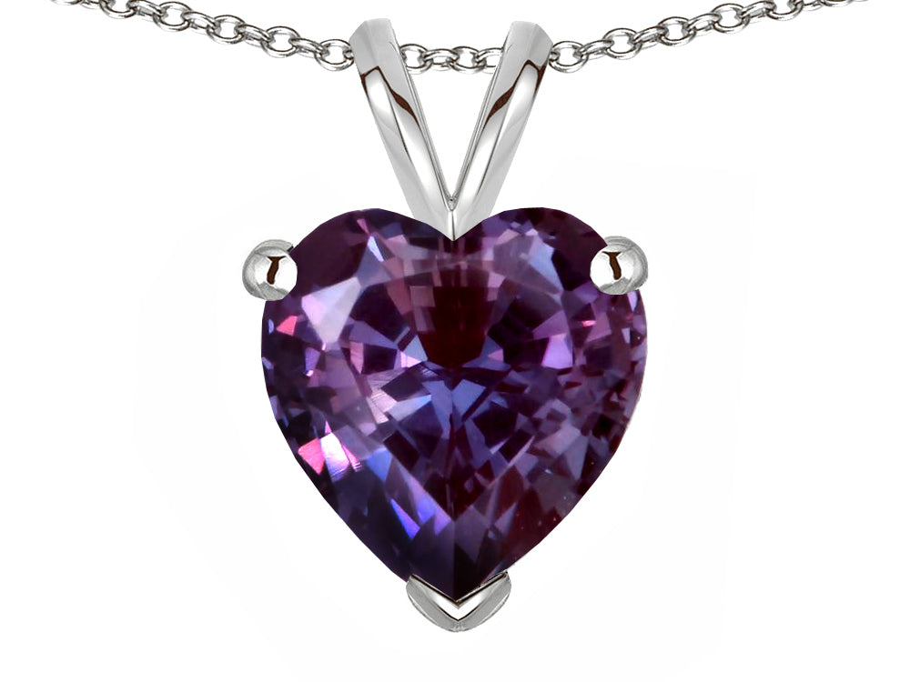 Star K  8mm Heart Simulated Alexandrite Pendant Necklace