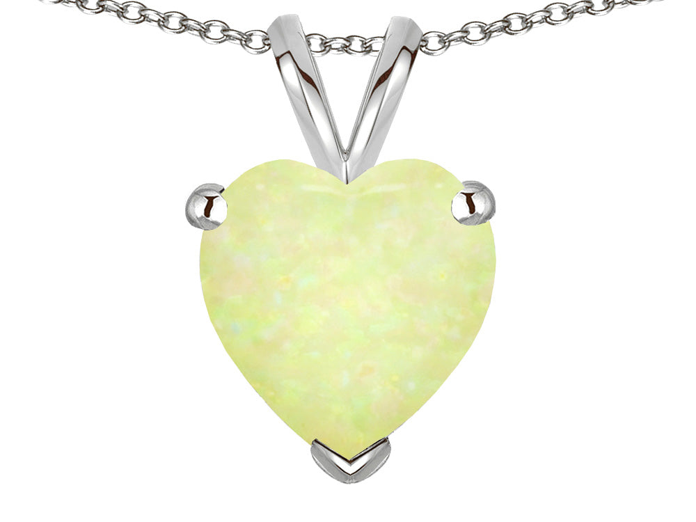 Star K  8mm Heart Created Opal Pendant Necklace