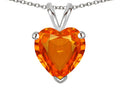 Star K  8mm Heart Simulated Orange Mexican Fire Opal Pendant Necklace