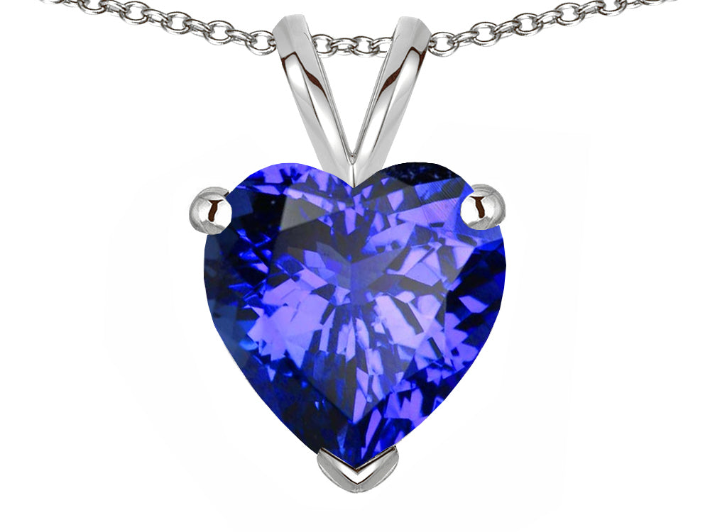 Star K  8mm Heart Simulated Tanzanite Pendant Necklace