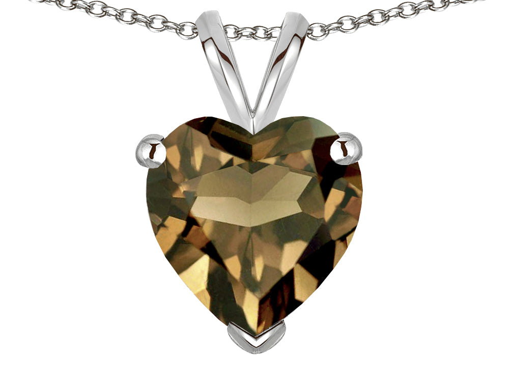 Star K  8mm Heart Genuine Smoky Quartz Pendant Necklace