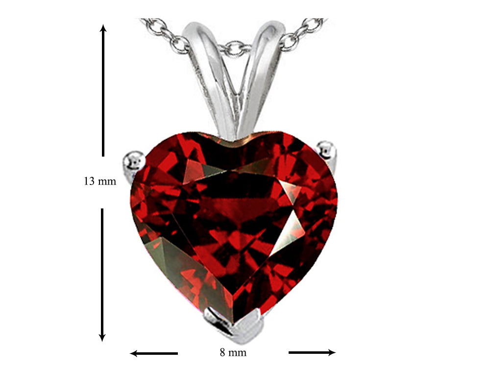 Star K  Genuine Garnet 8mm Heart Pendant Necklace