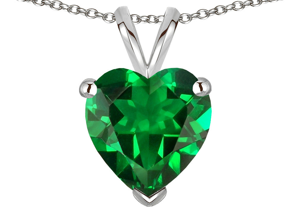 Star K  Simulated Emerald  8mm Heart Pendant Necklace