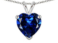 Star K  Created Sapphire 8mm Heart Pendant Necklace