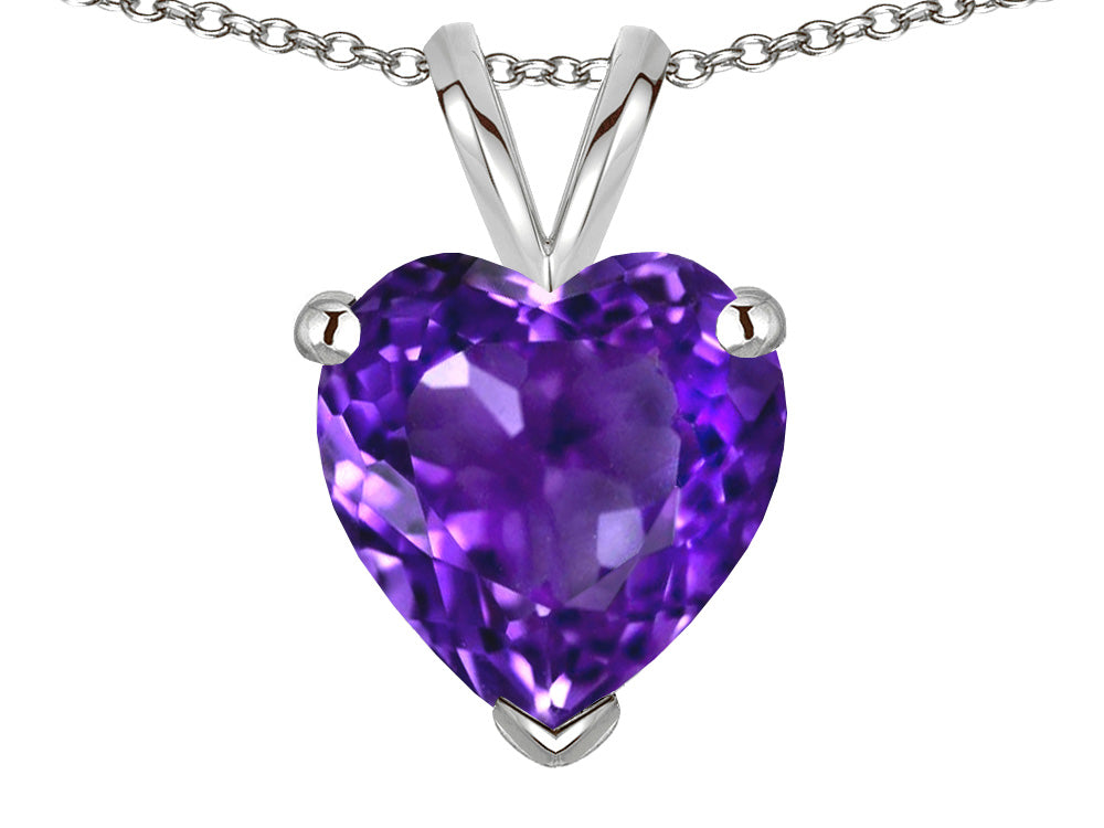 Star K  Genuine Amethyst 8mm Heart Pendant Necklace