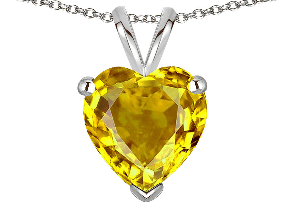 Star K  Genuine Citrine 8mm Heart Pendant Necklace