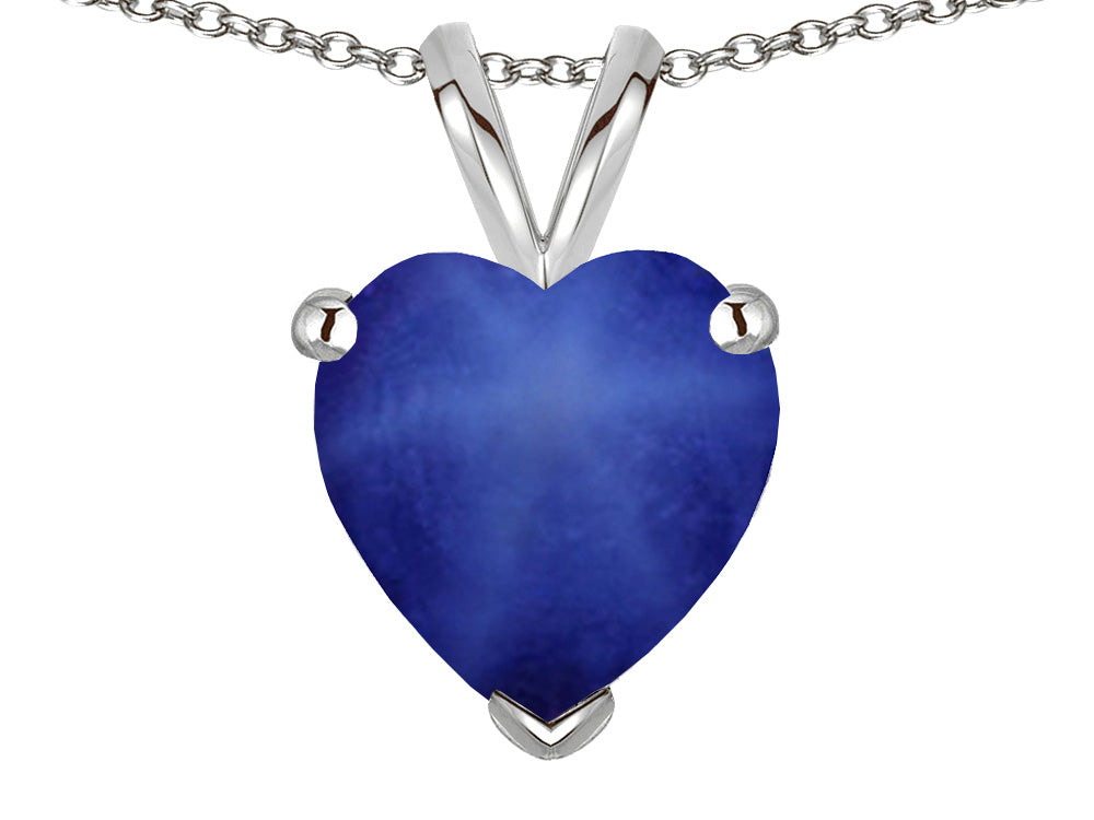 Star K  Created Star Sapphire 8mm Heart Pendant Necklace