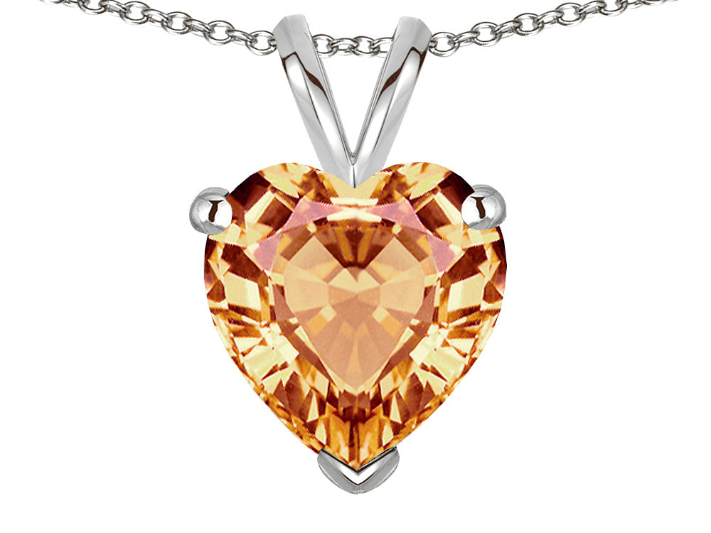 Star K  Simulated Imperial Yellow Topaz 8mm Heart Pendant Necklace
