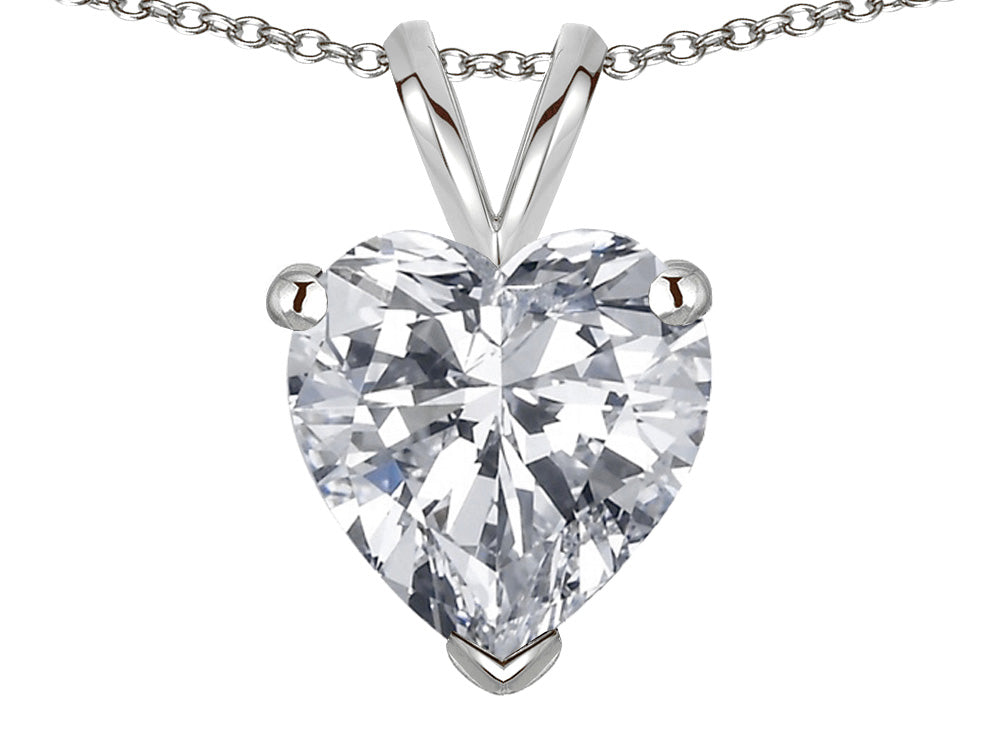 Star K  Genuine White Topaz 8mm Heart Pendant Necklace