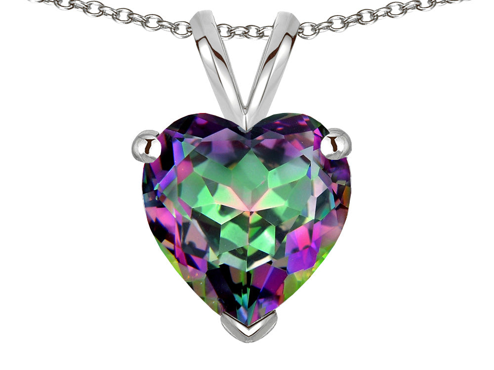 Star K  Rainbow Mystic Topaz 8mm Heart Pendant Necklace