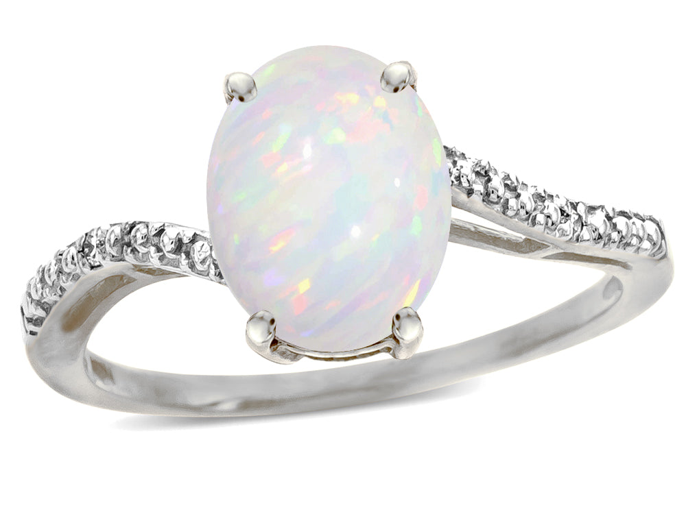 Tommaso Design Oval 10x8mm Genuine Opal Ring