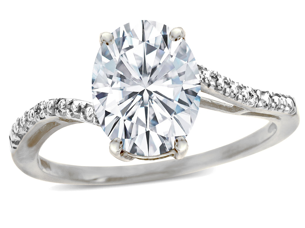 Tommaso Design Oval 10x8mm Genuine White Sapphire Ring