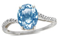 Tommaso Design Oval 10x8mm Simulated Aquamarine Ring